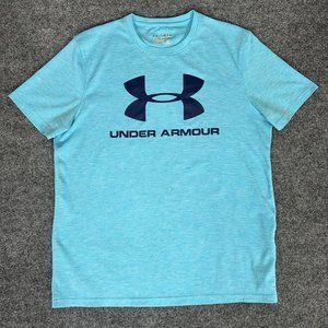 Under Armour T-Shirt Mens Medium Blue Loose Fit Short Sleeve Heatgear Adult